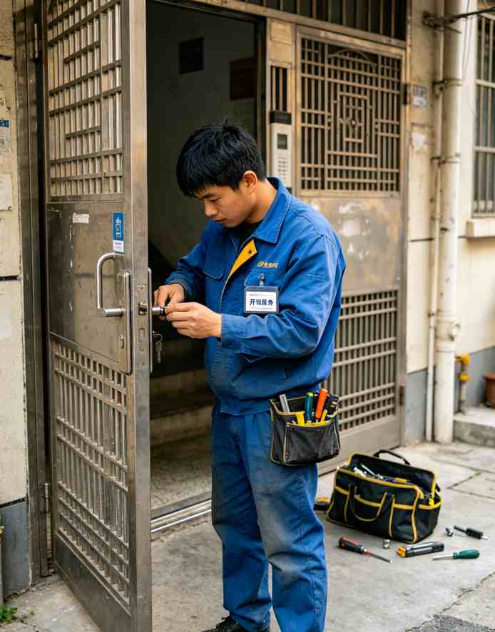 朝阳区望京指纹锁安装维修现场 智能锁调试